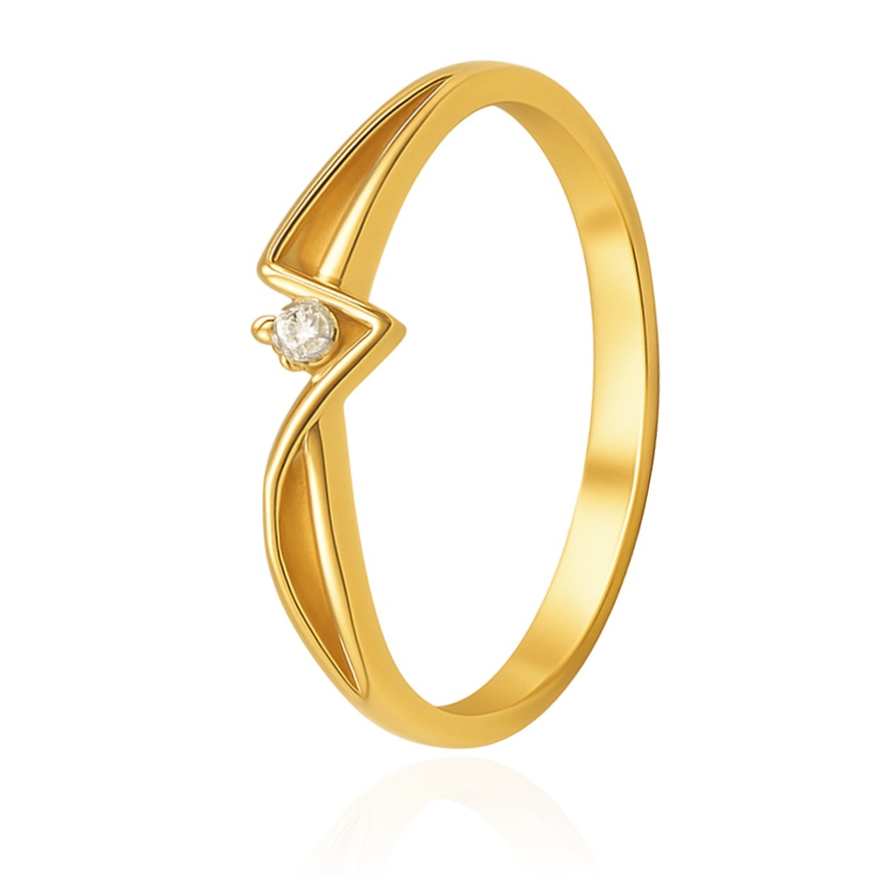 IMPERIAL- Złoty zaręczynowy pierścionek z brylantem - 0,02 ct - obrazek 2