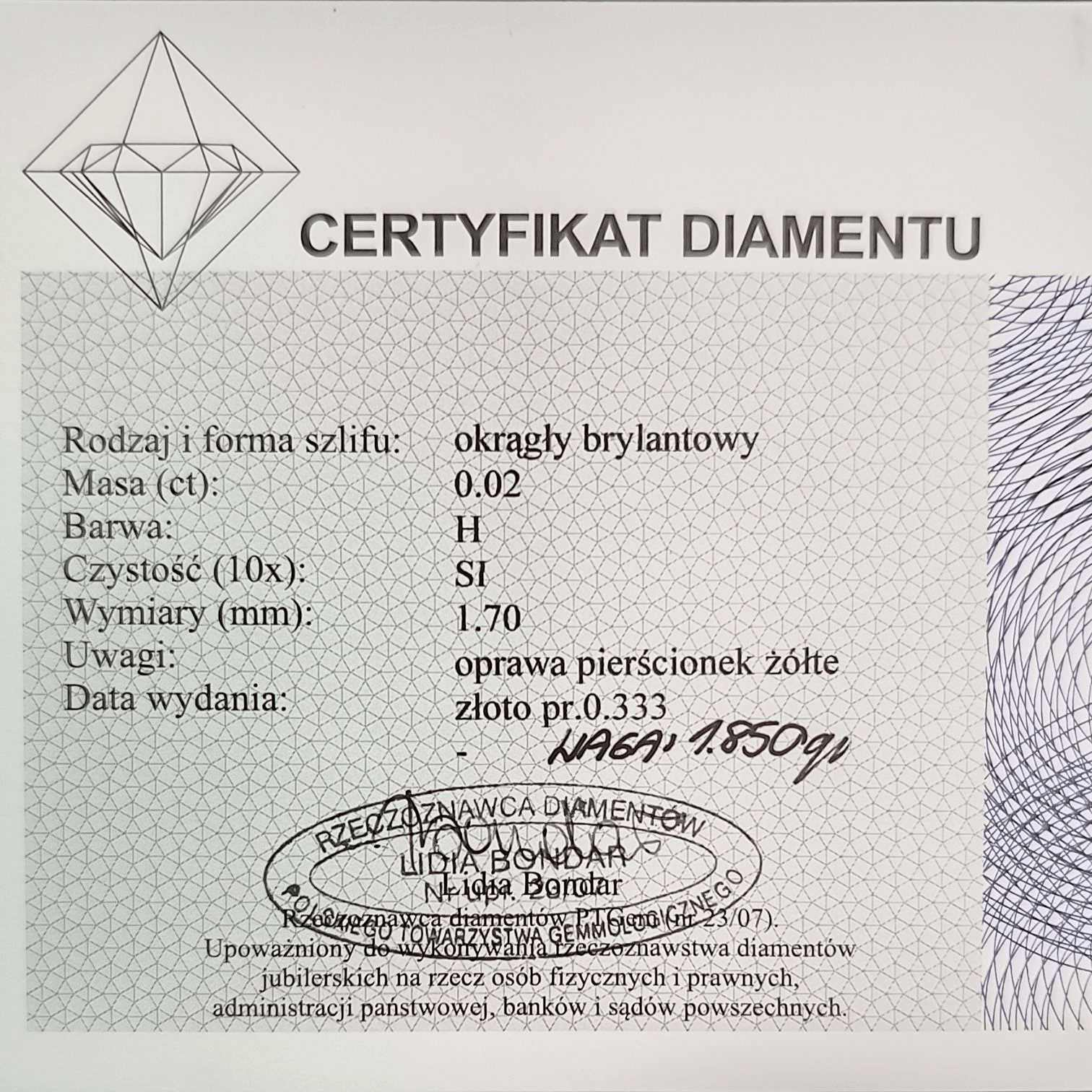 IMPERIAL- Złoty zaręczynowy pierścionek z brylantem - 0,02 ct - obrazek 5