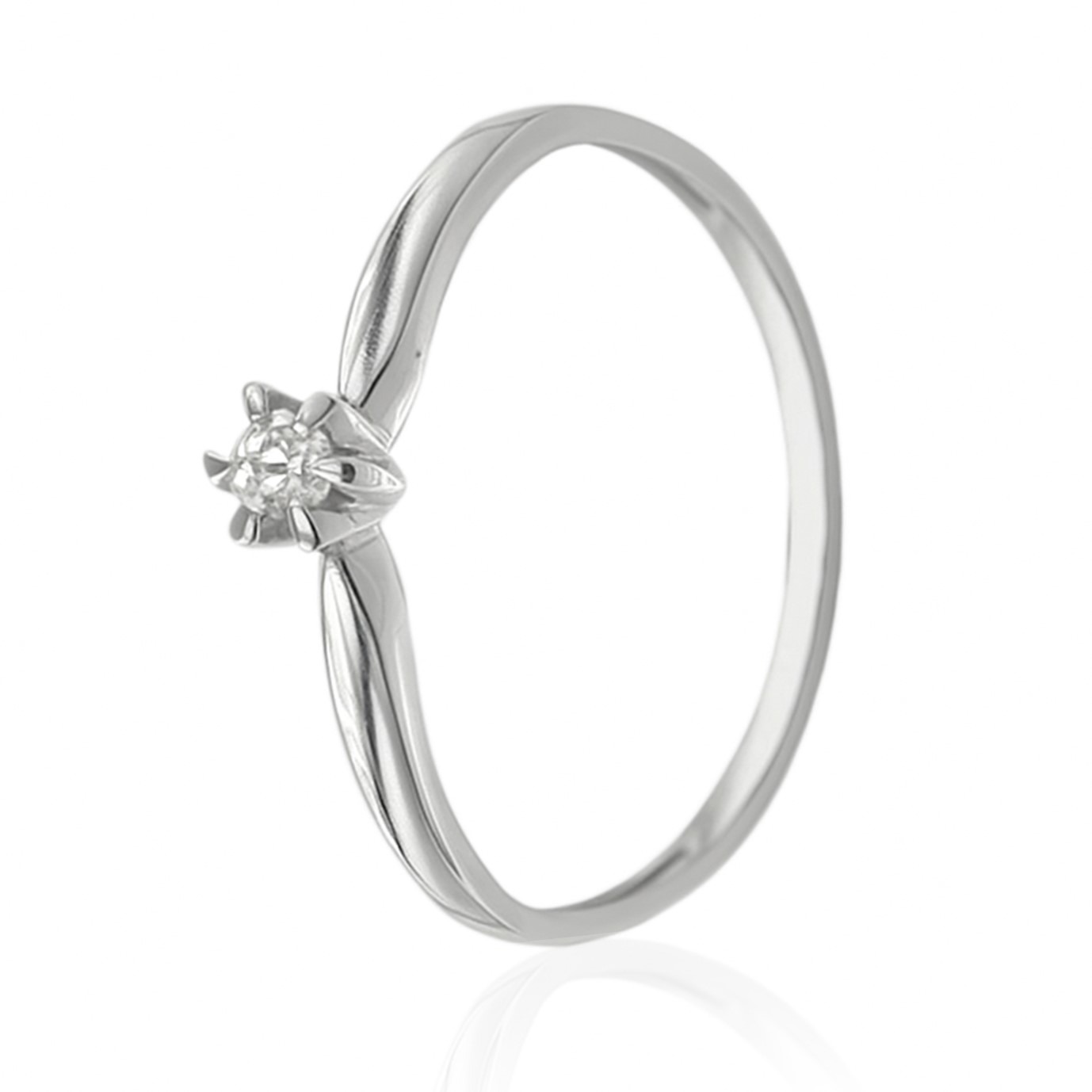 IMPERIAL- Złoty zaręczynowy pierścionek z brylantem - 0,04 ct - obrazek 2