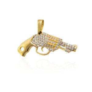 Złoty wisiorek pistolet z cyrkoniami - 2,110 g