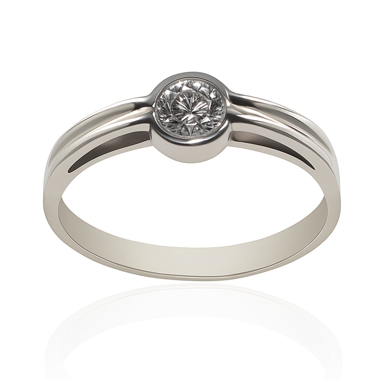 Złoty pierścionek z okazałym brylantem 0,37 ct