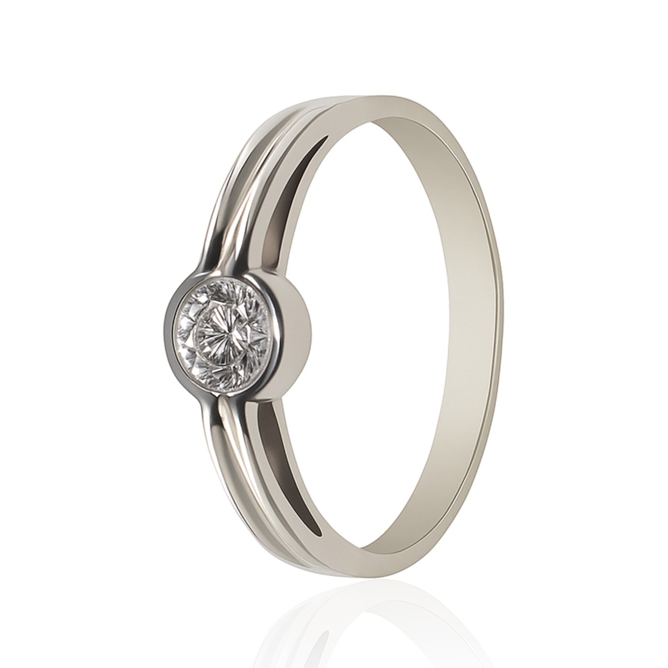 Złoty pierścionek z okazałym brylantem 0,37 ct - obrazek 2