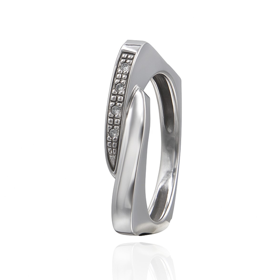 Złoty pierścionek z brylantami 0,04 ct - obrazek 2