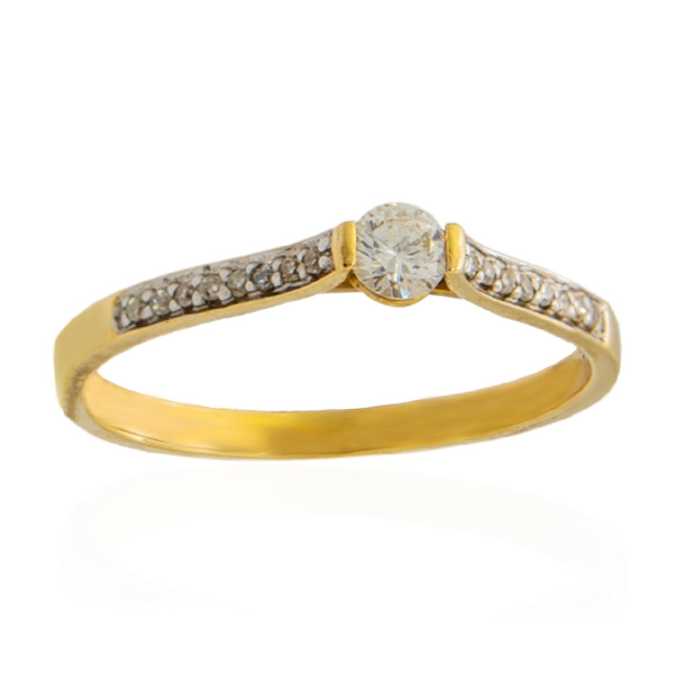 Złoty zaręczynowy pierścionek z brylantami 0,23 ct