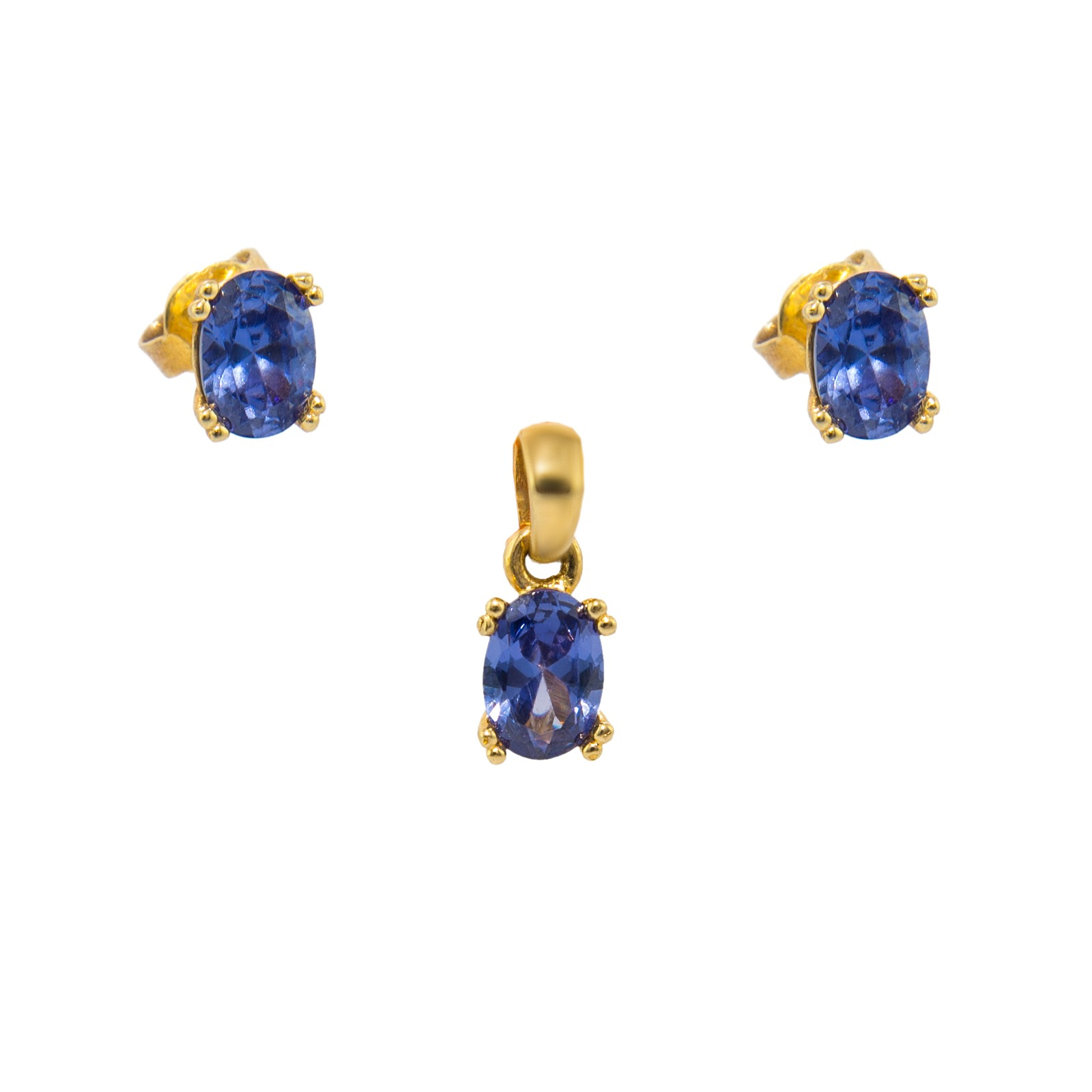 Złoty komplet z tanzanitem - 2,940 g