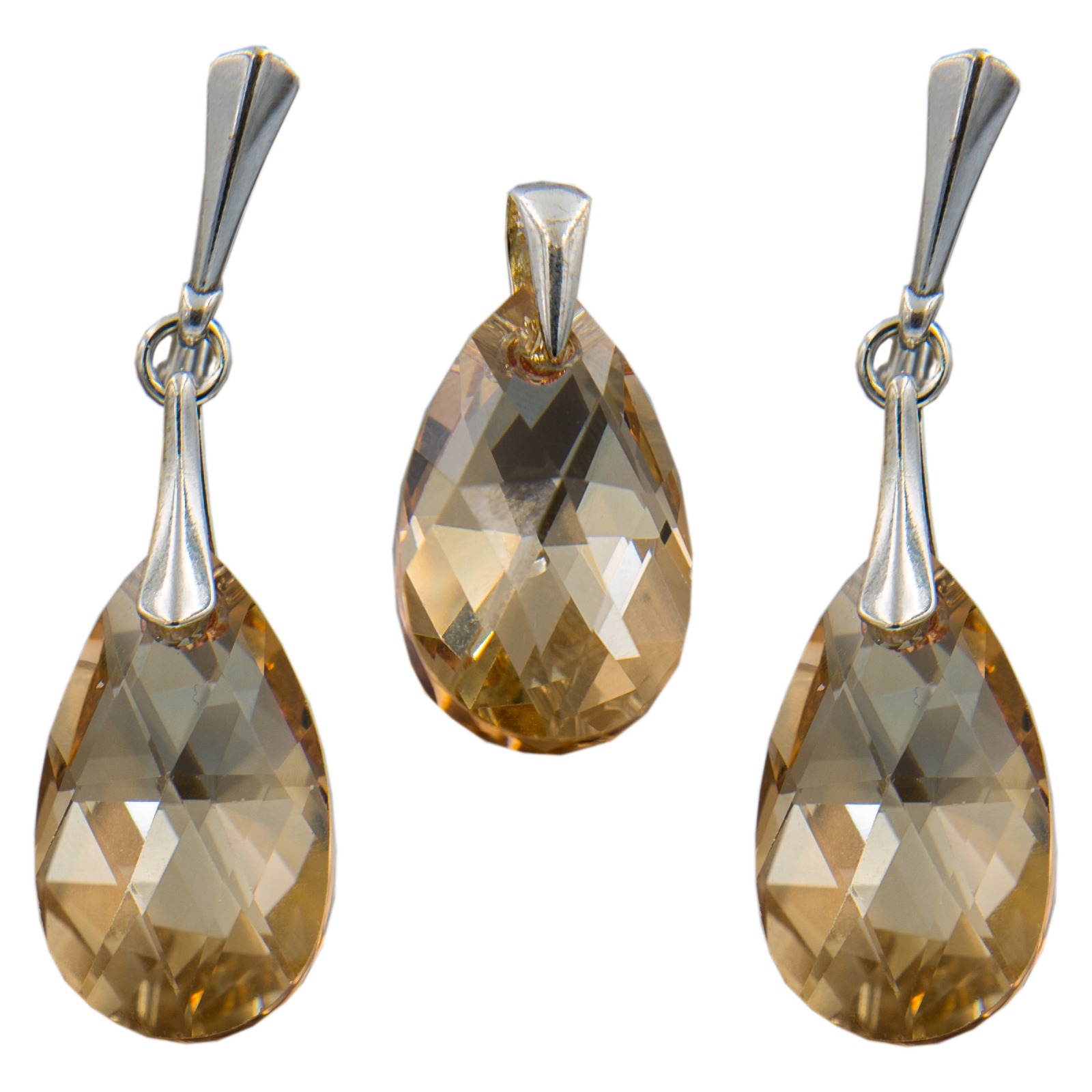 Srebrny komplet z kryształami swarovskiego