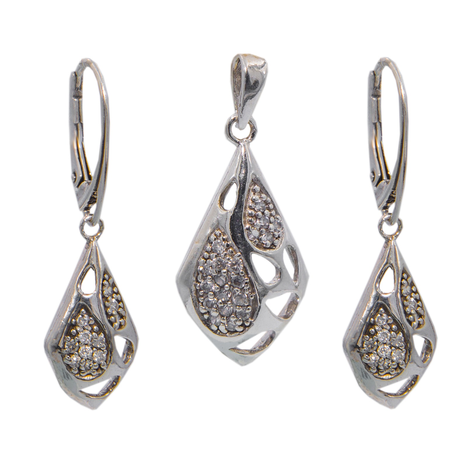 Srebrny komplet z cyrkoniami