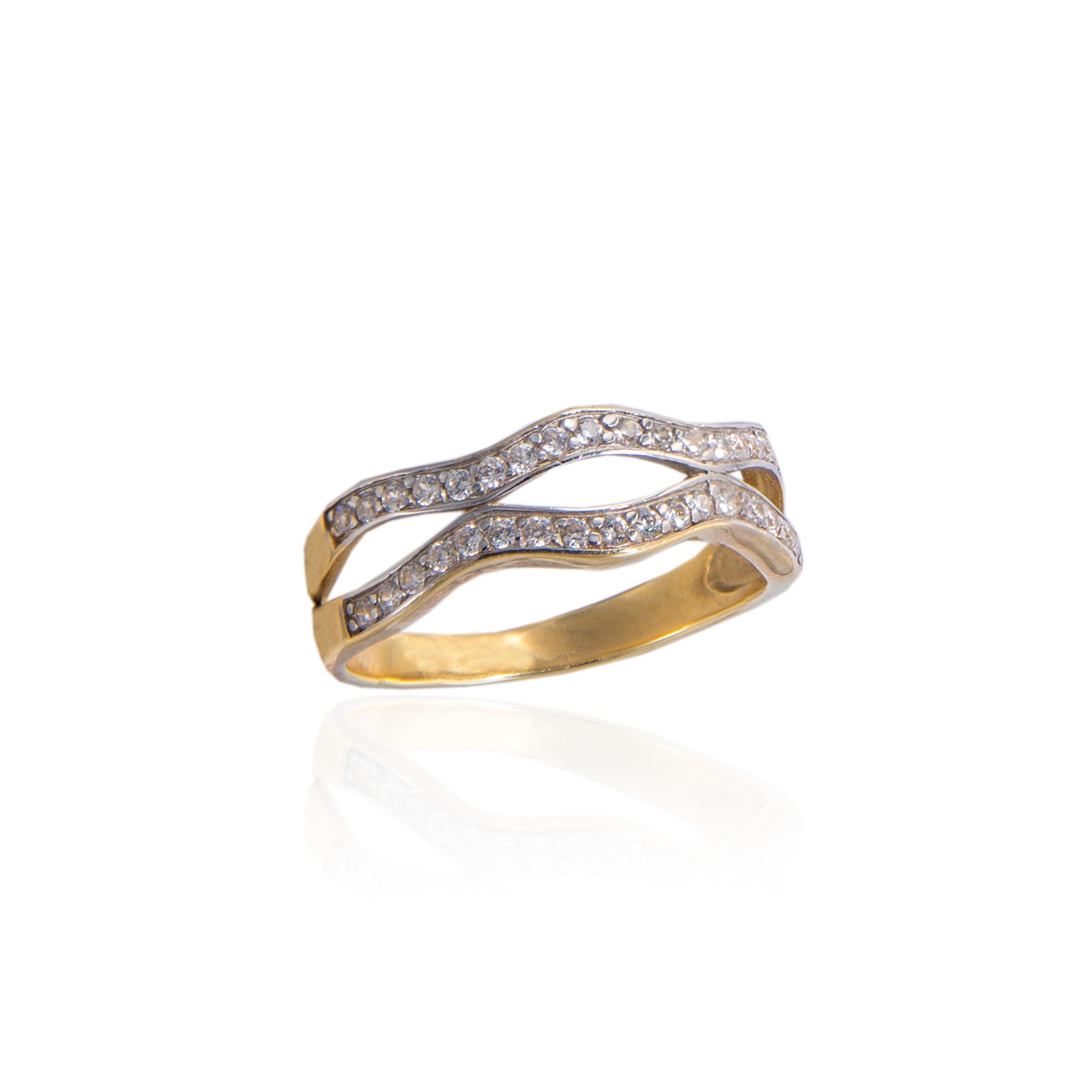 Złoty pierścionek z cyrkoniami - 3,570 g