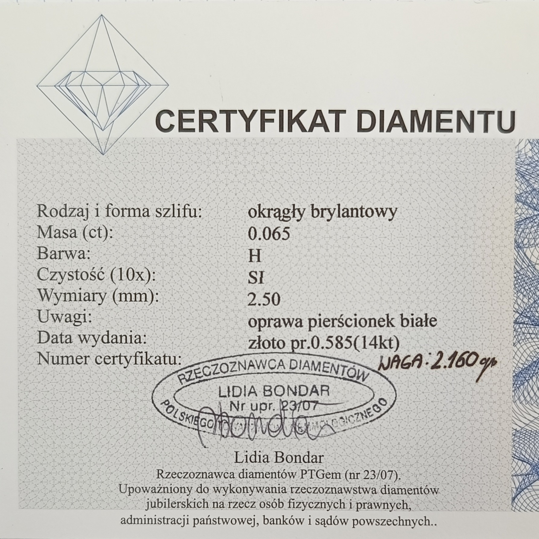 IMPERIAL- Złoty zaręczynowy pierścionek z brylantem - 0,065 ct - obrazek 5