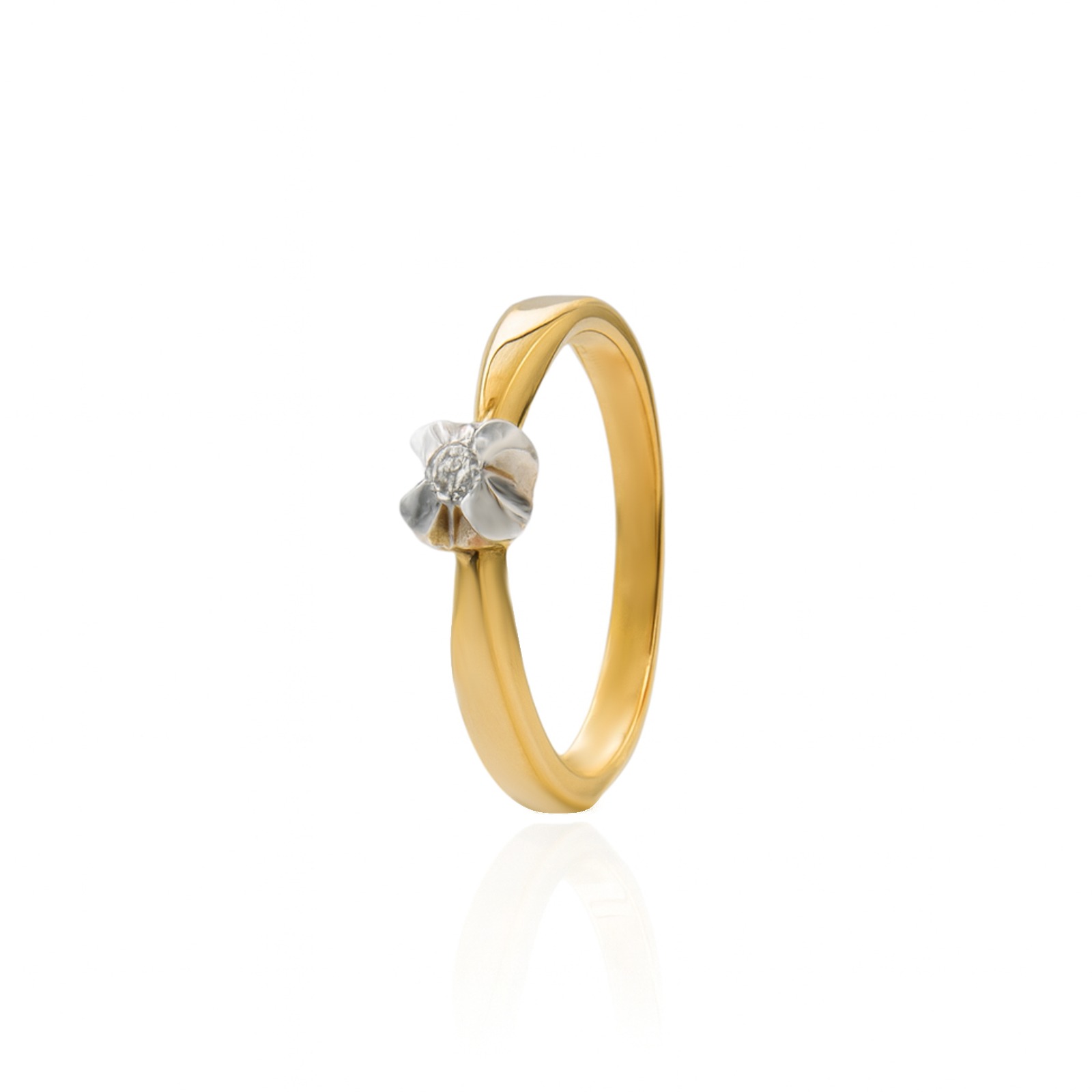 Złoty pierścionek z brylantem 0,045 ct - obrazek 3