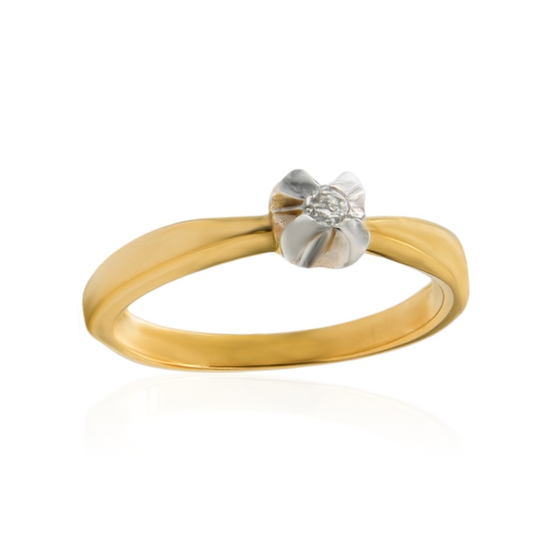 Złoty pierścionek z brylantem 0,045 ct