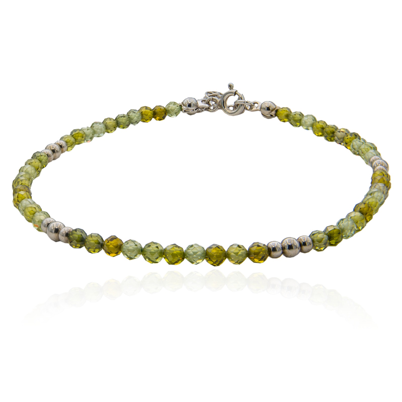 Srebrna bransoletka z perydotem, oliwinem